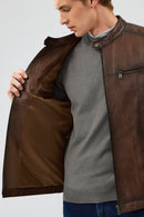 Gabriel Men's Brown Regular Leather Sport Jacket | Derimod
