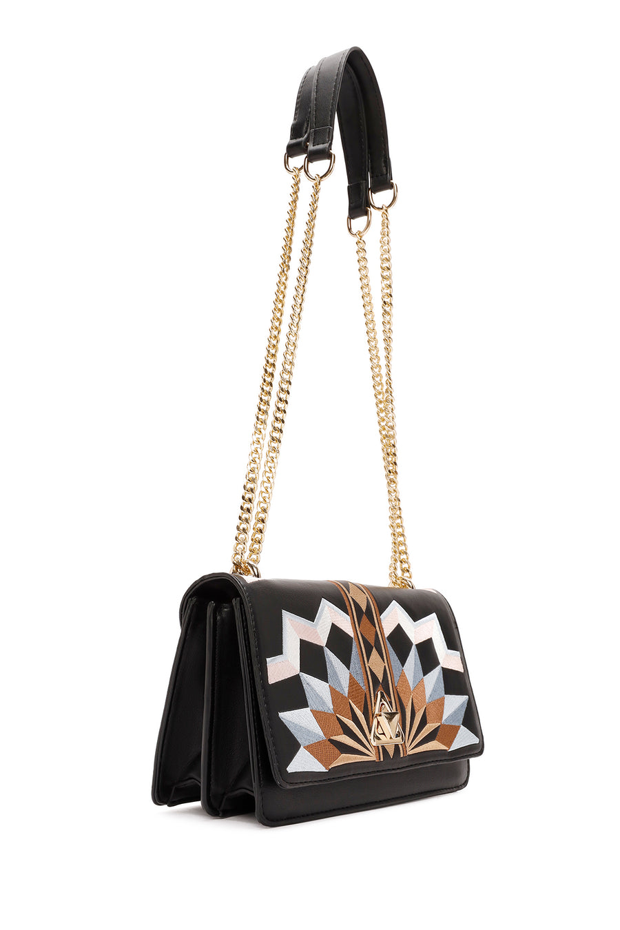 Kadın Siyah Uzun Askılı Baskılı Omuz Çantası
