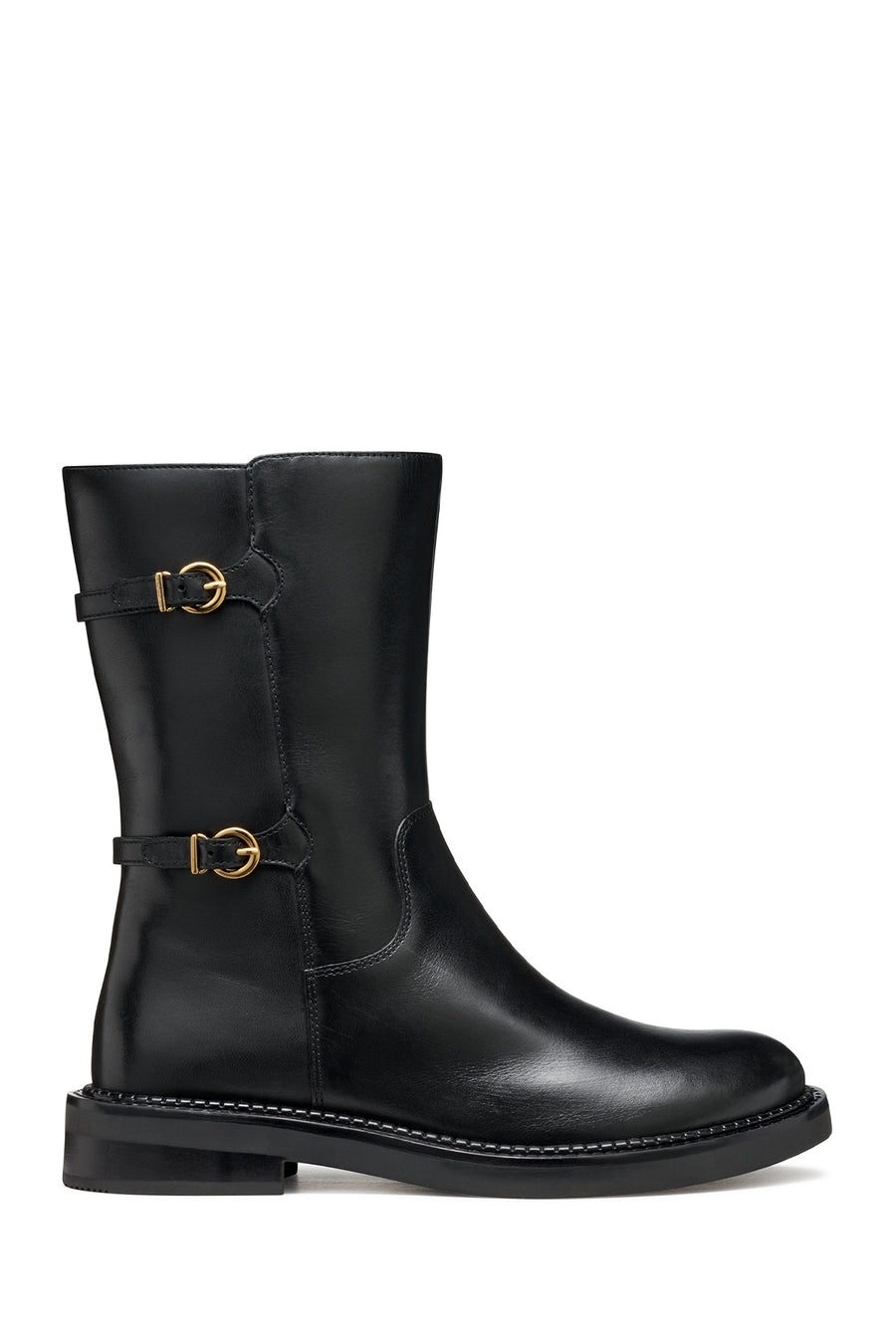 Geox Woman Black D Serılda B - Smo.Lea Zippered Buckled Leather Boot D56WYB00043C9999 | Derimod