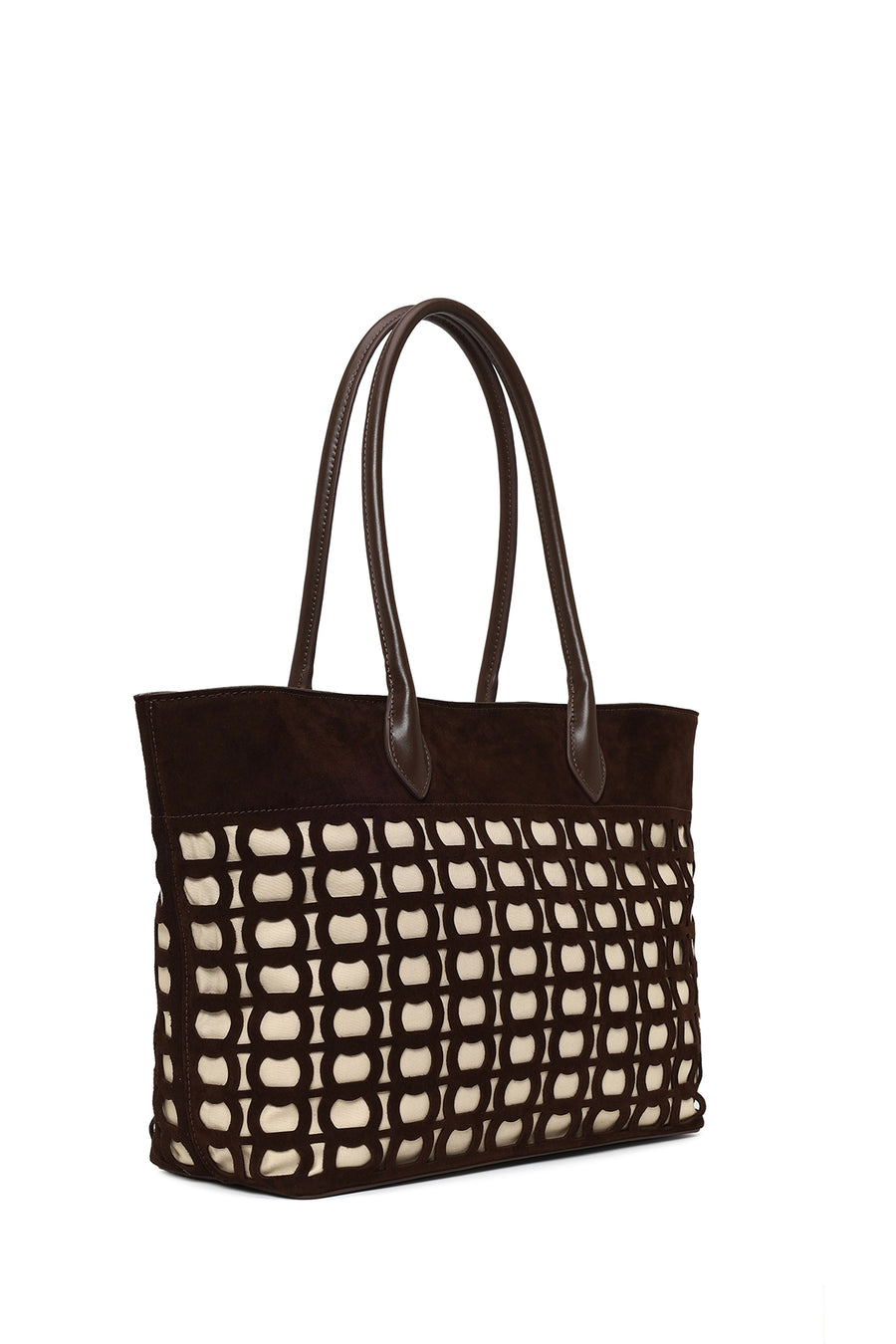 Woman Brown Patterned Suede Shoulder Bag