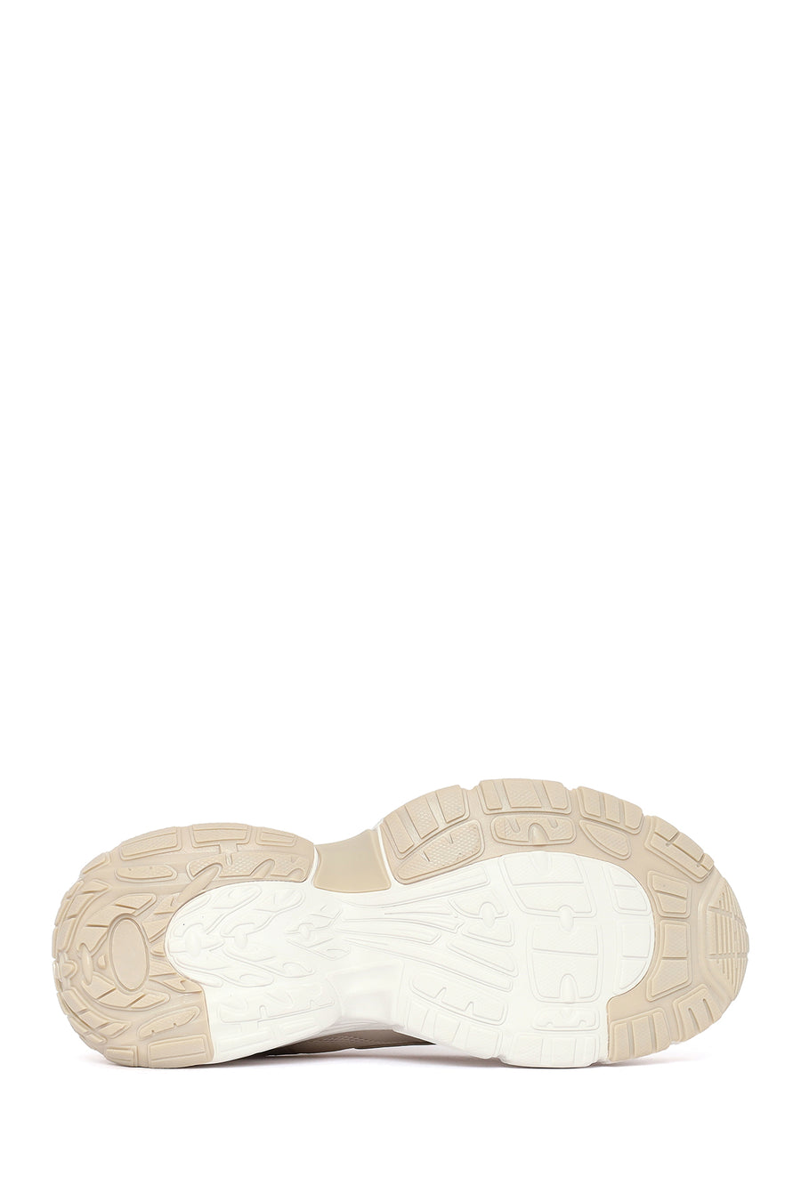 Women's Beige Lace-up Chunky Sole Charm Sneakers