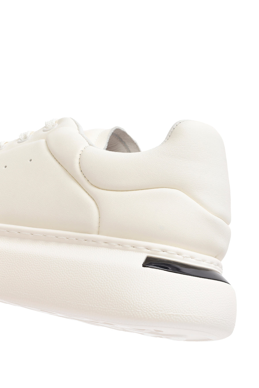 Erkek Beyaz Bağcıklı Kalın Tabanlı Deri Sneaker