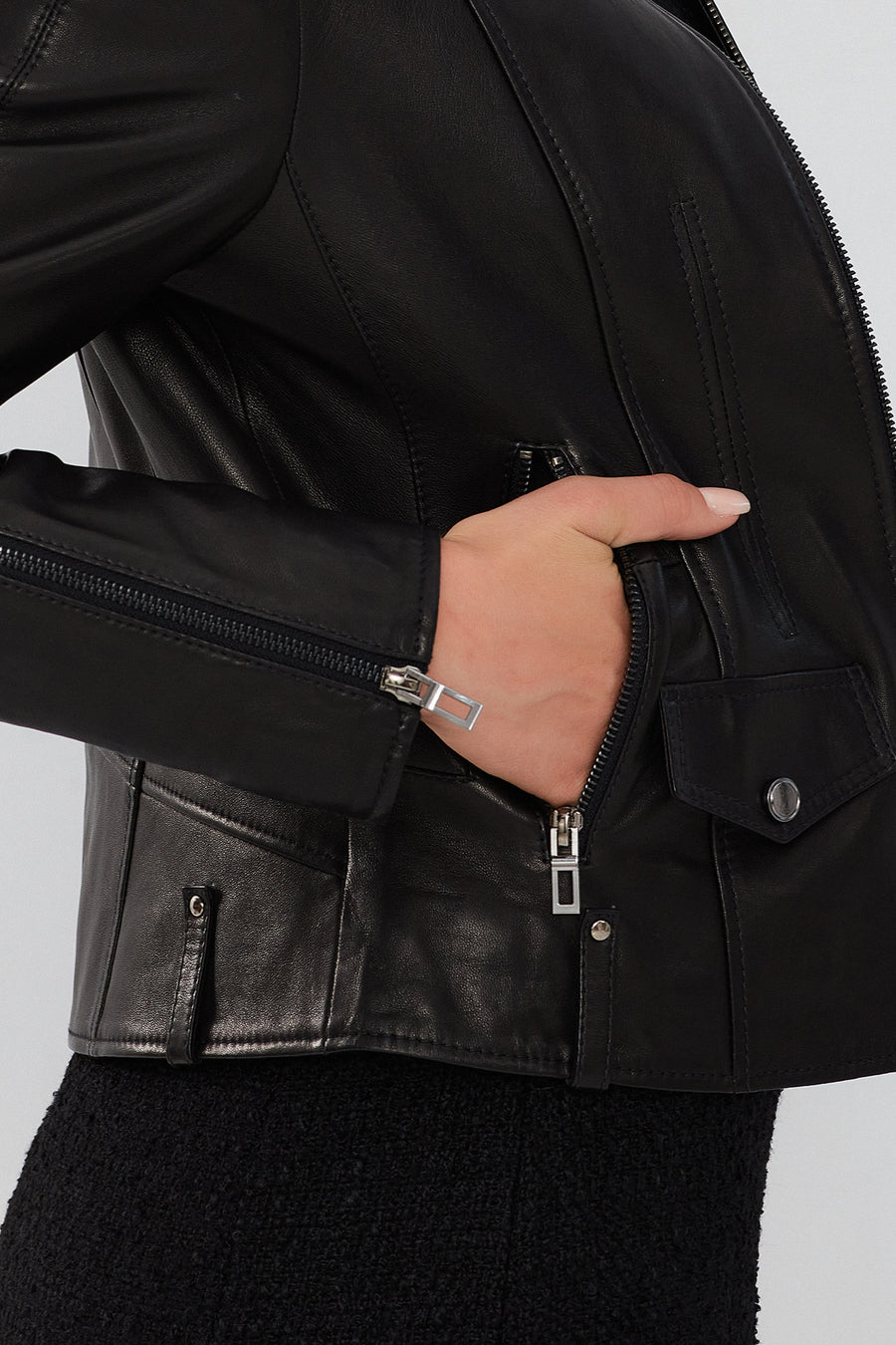 Madison Women's Black Short Leather Jacket
