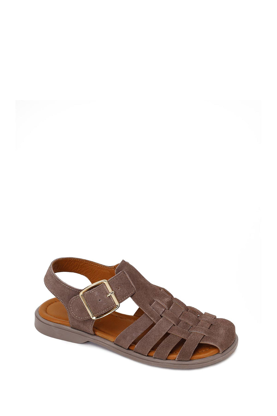 Woman Mink Ankle Buckle Suede Sandal