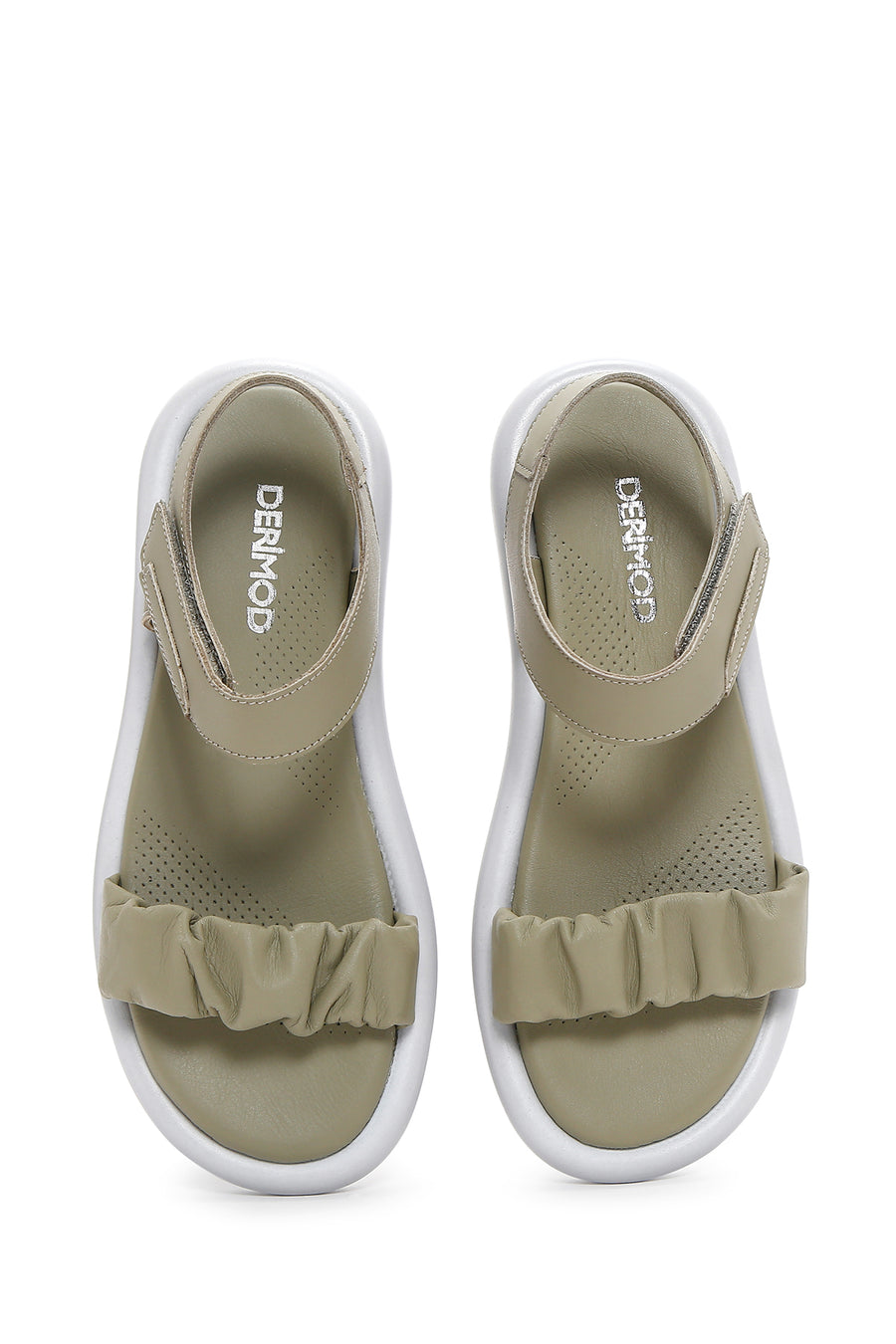 Kadın Yeşil Deri Comfort Sandalet