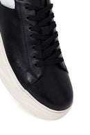 Erkek Siyah Bağcıklı Deri Sneaker | Derimod