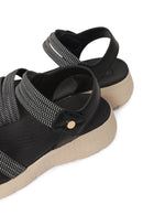 Woman Black Thick-Soled Fabric Comfort Sandal | Derimod