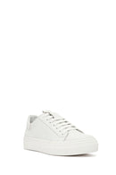 Woman White Lace-Up Leather Sneaker | Derimod