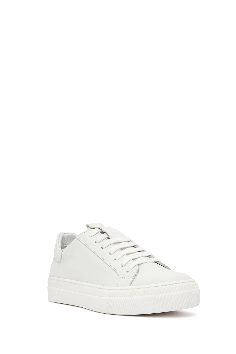 Woman White Lace-Up Leather Sneaker