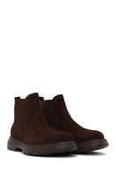 Male Brown Thick-Soled Suede Casual Chelsea Boots | Derimod