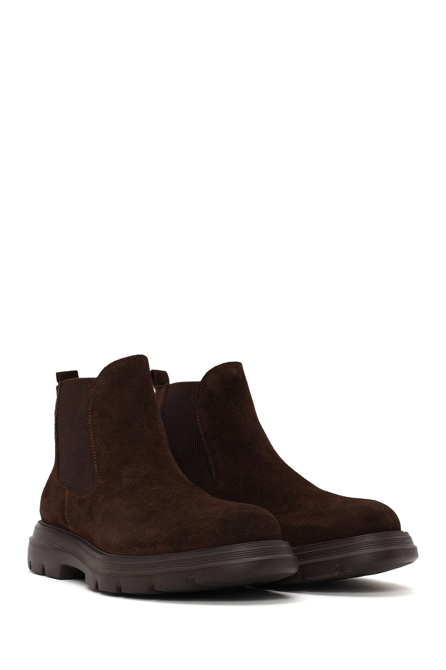 Male Brown Thick-Soled Suede Casual Chelsea Boots