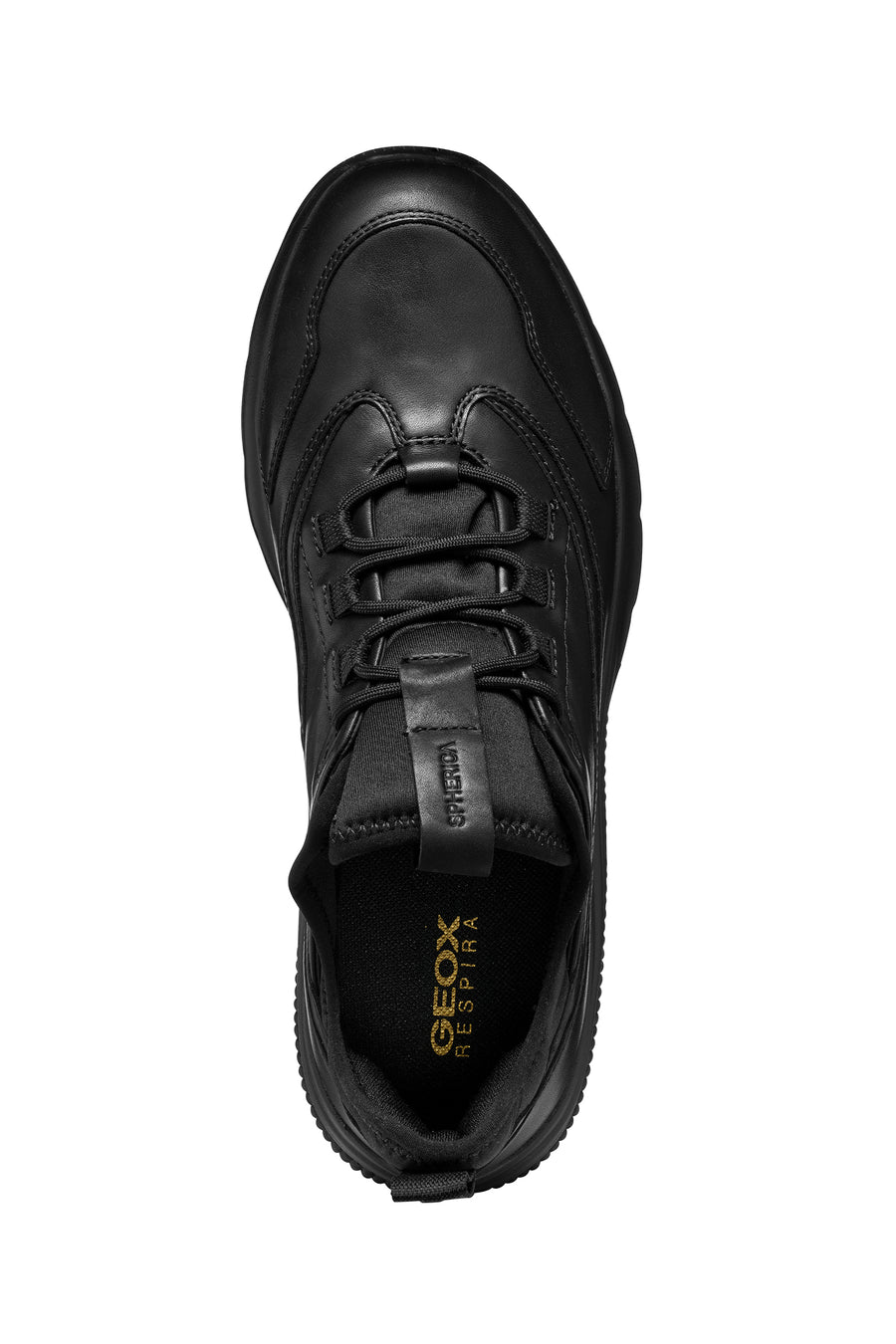 Geox Men's Black Spherica Lace-up Leather Sneaker