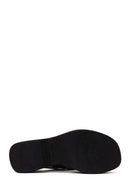 Woman Black Thick-Soled Leather Sandal | Derimod