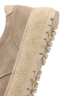 Woman Beige Lace-up Suede Leather Sneaker | Derimod