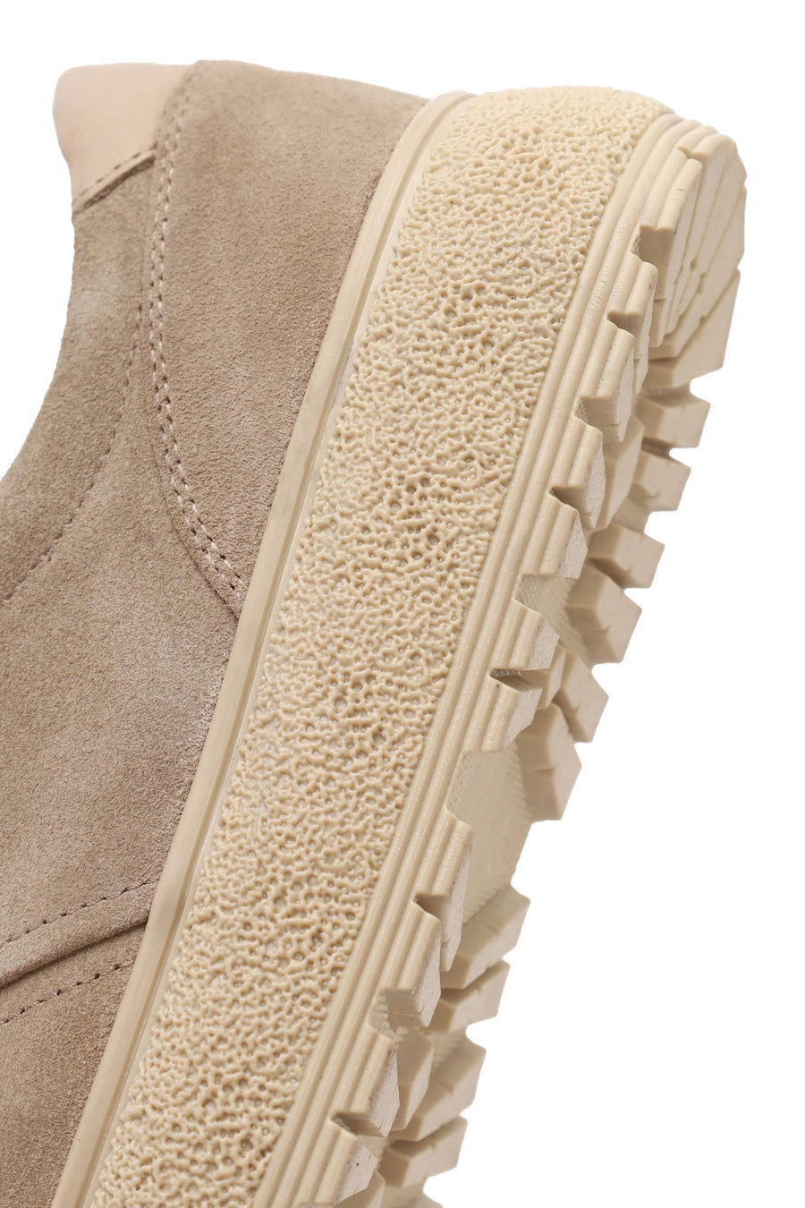 Woman Beige Lace-up Suede Leather Sneaker