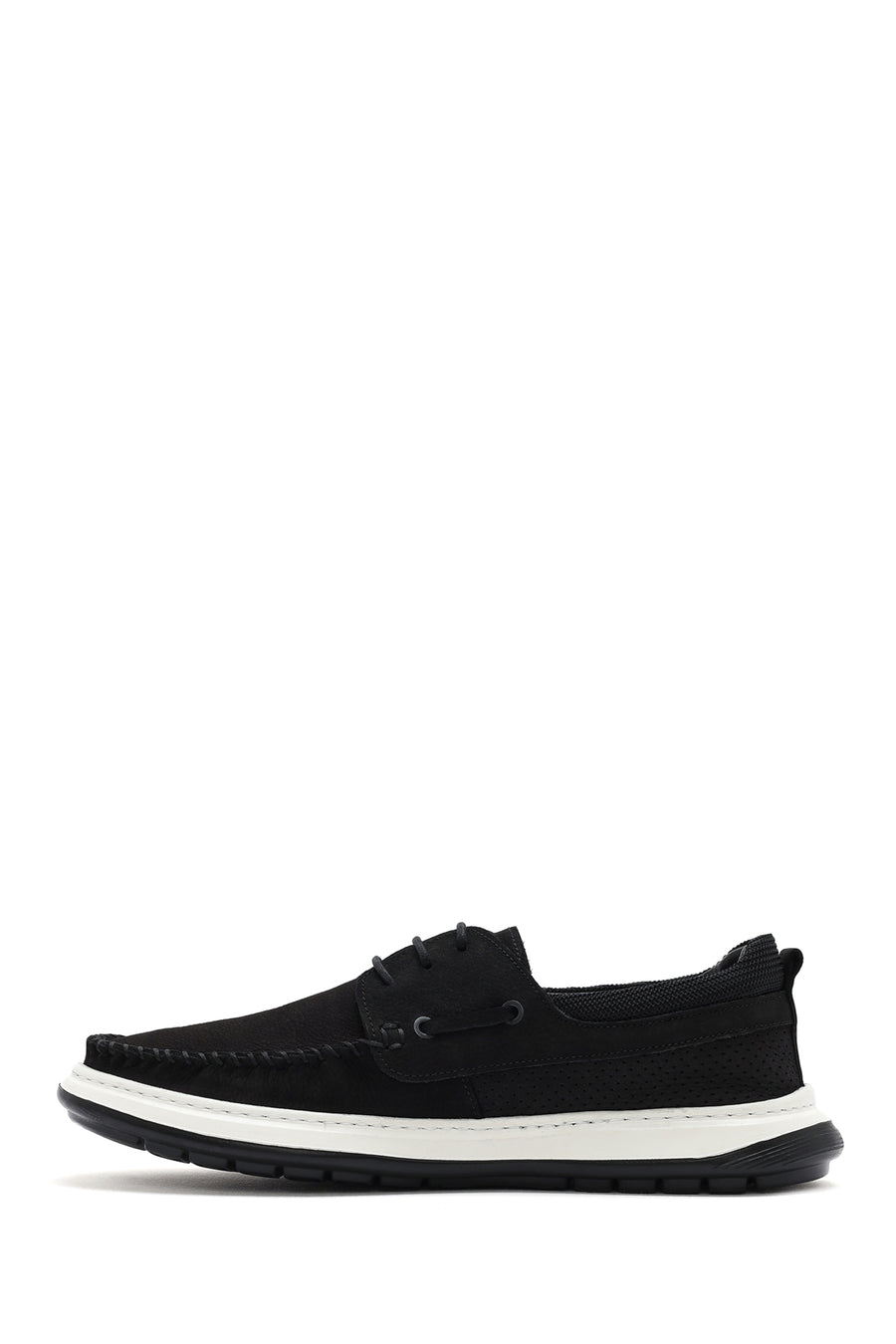 Men's Black Lace-Up Nubuck Leather Casual Shoes