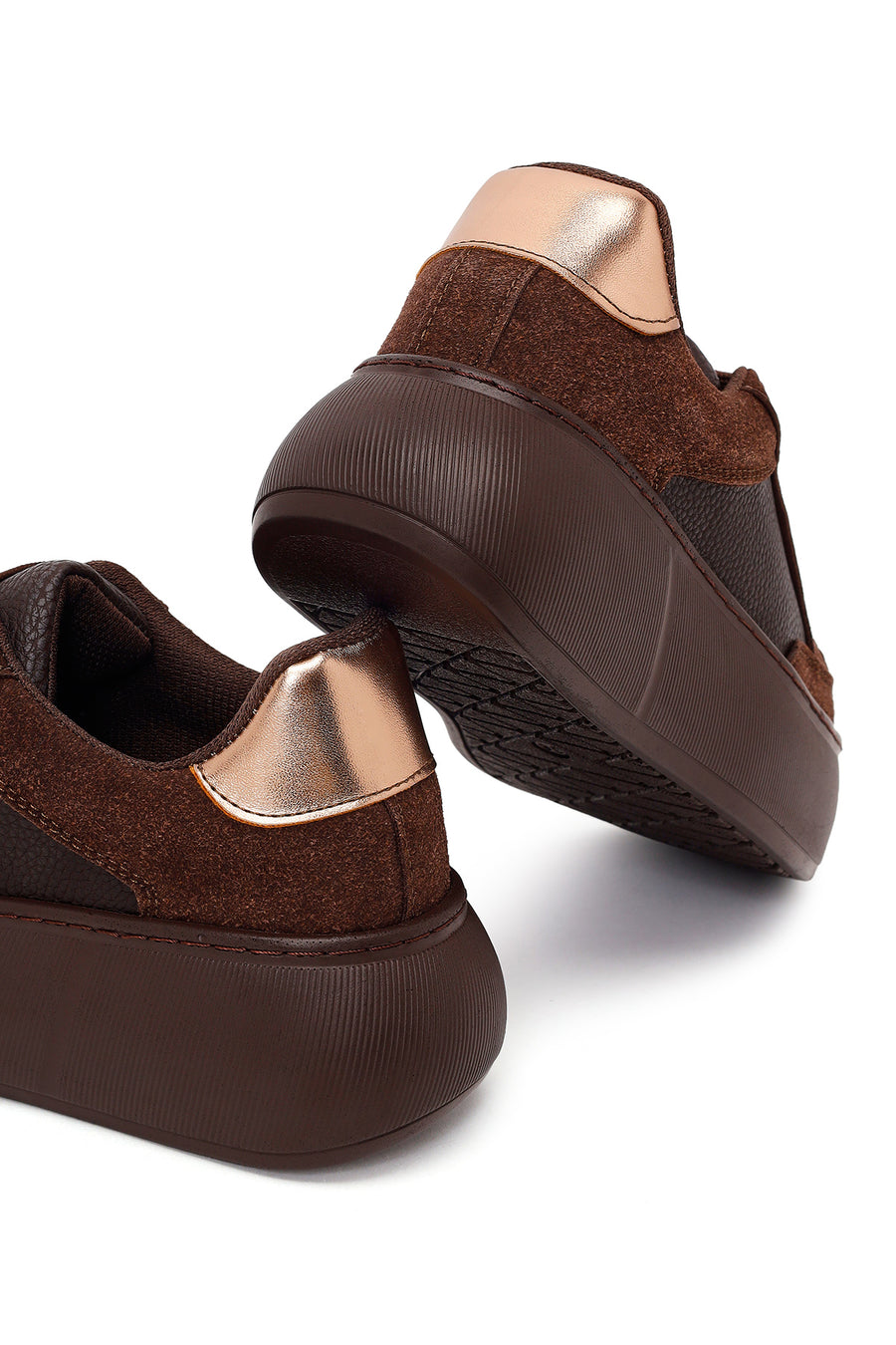 Woman Brown Lace-Up Chunky Sneaker