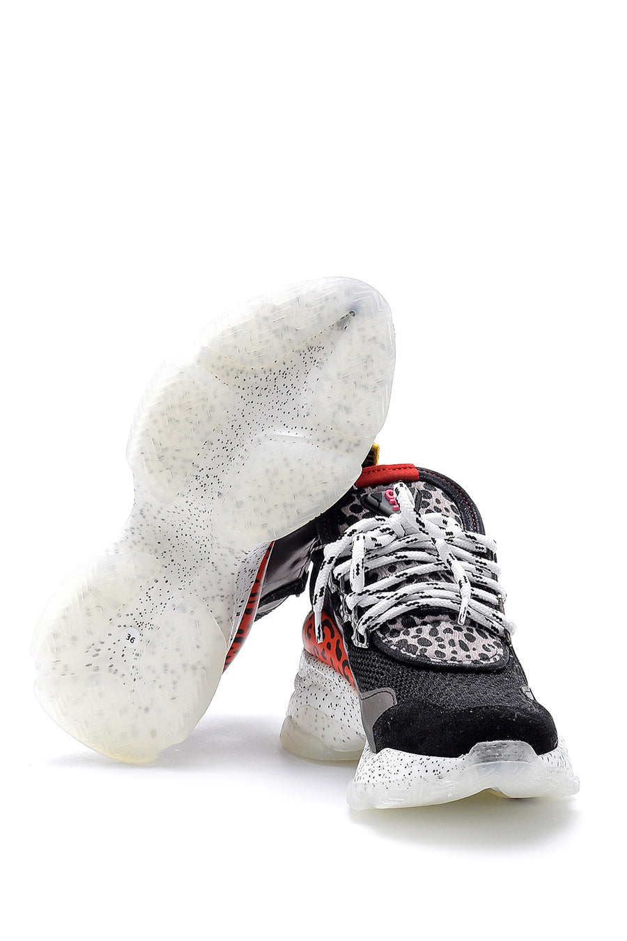 Women's High-Sole Leather Sneaker