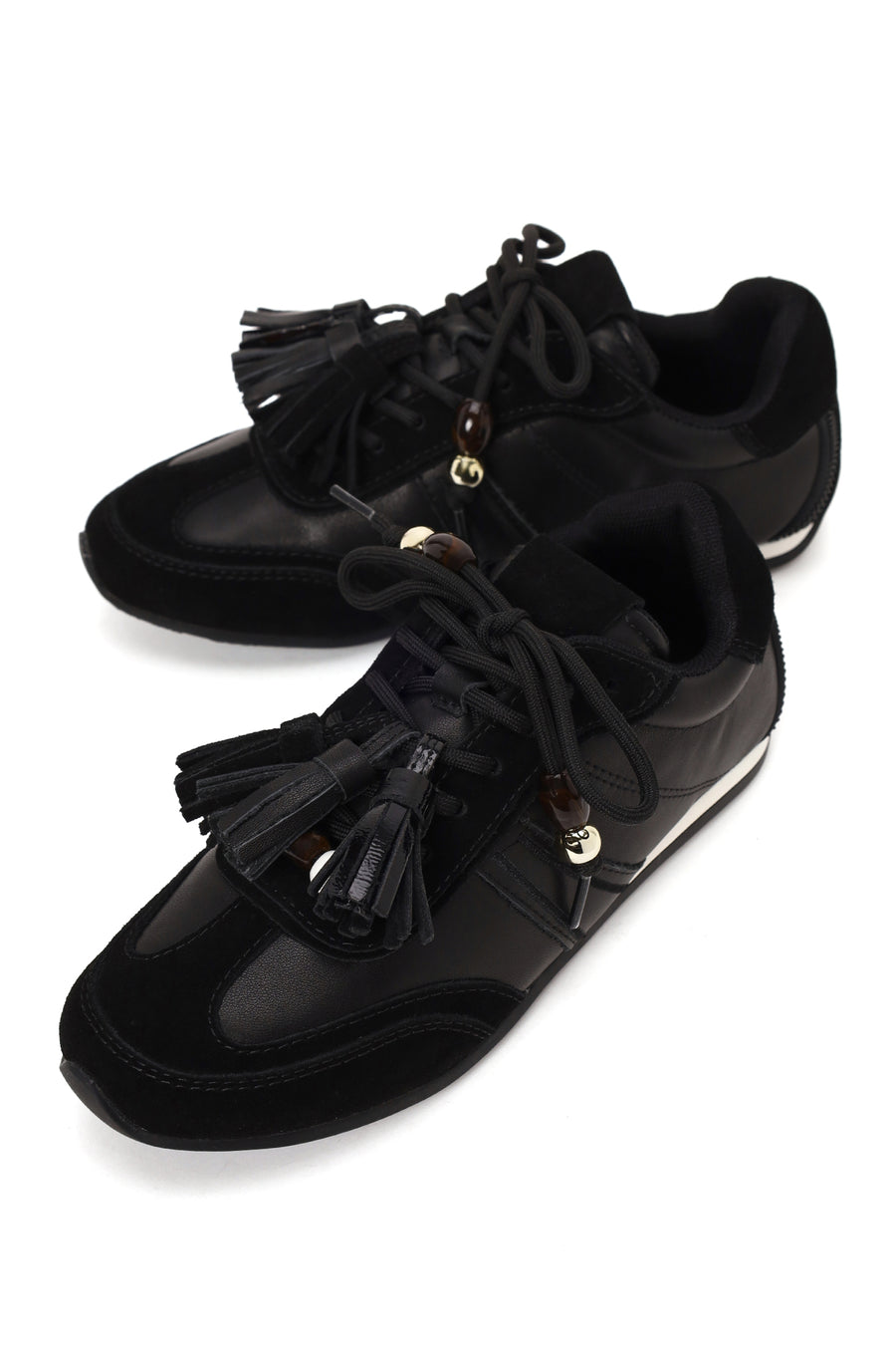 Kadın Siyah Bağcıklı Charmlı Leopar Deri Sneaker