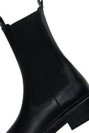 Women's Black Leather Flat Chelsea Boots | Derimod