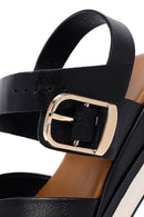 Women's Black Ankle Buckle Thick Soled Leather Sandals | Derimod