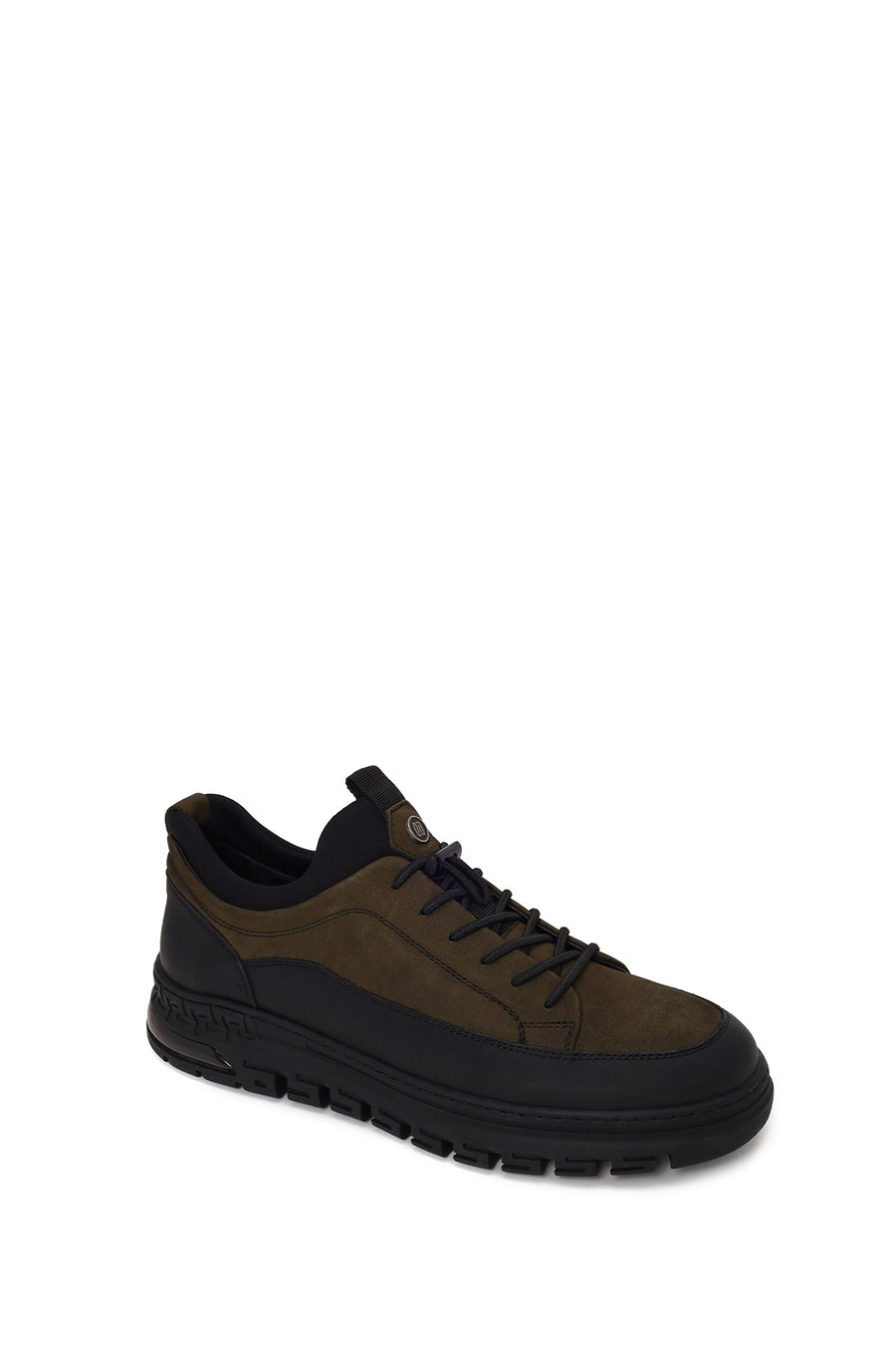 Male Khaki Lace-up Nubuck Leather Sneaker