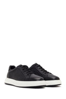 Erkek Siyah Bağcıklı Deri Sneaker | Derimod