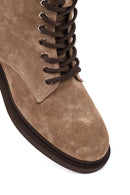 Woman Mink Zip Closure Lace-up Suede Combat Boots | Derimod