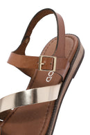 Women's Gold Buckle Metallic Leather Bodrum Sandals | Derimod