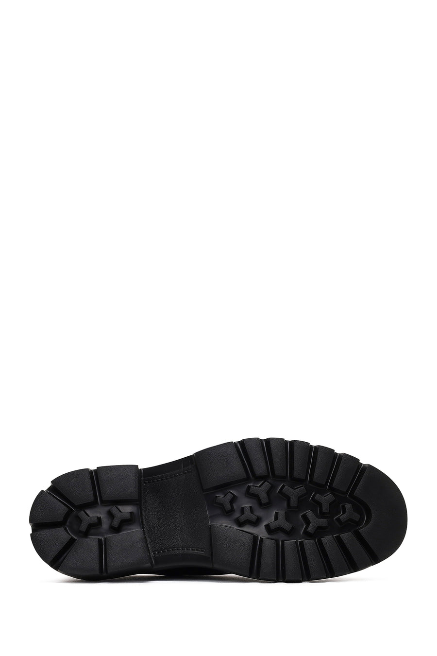 Men's Black Lace-Up Thick-Soled Leather Casual Shoe