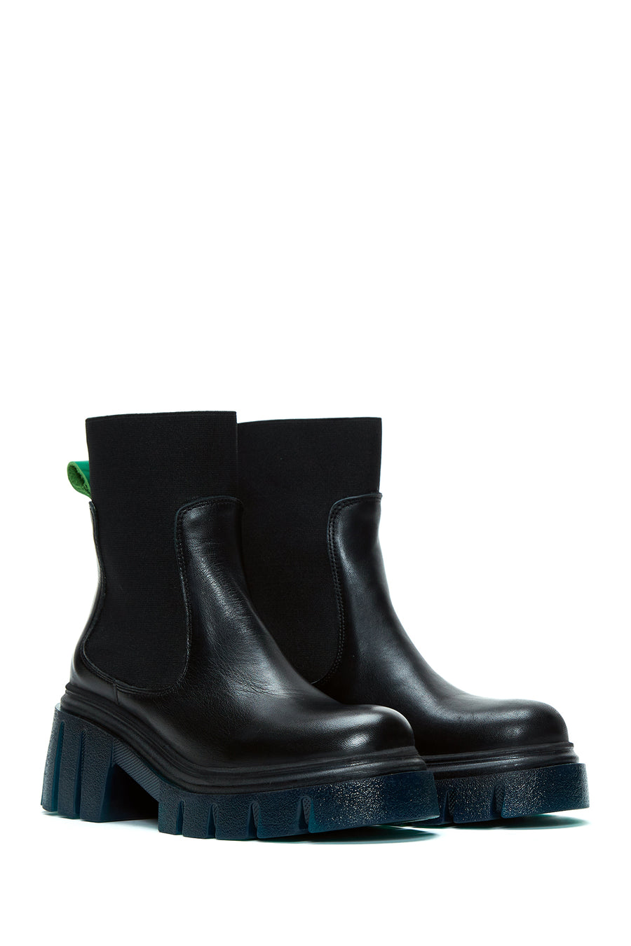 Women's Black Thick Soled Leather Boots