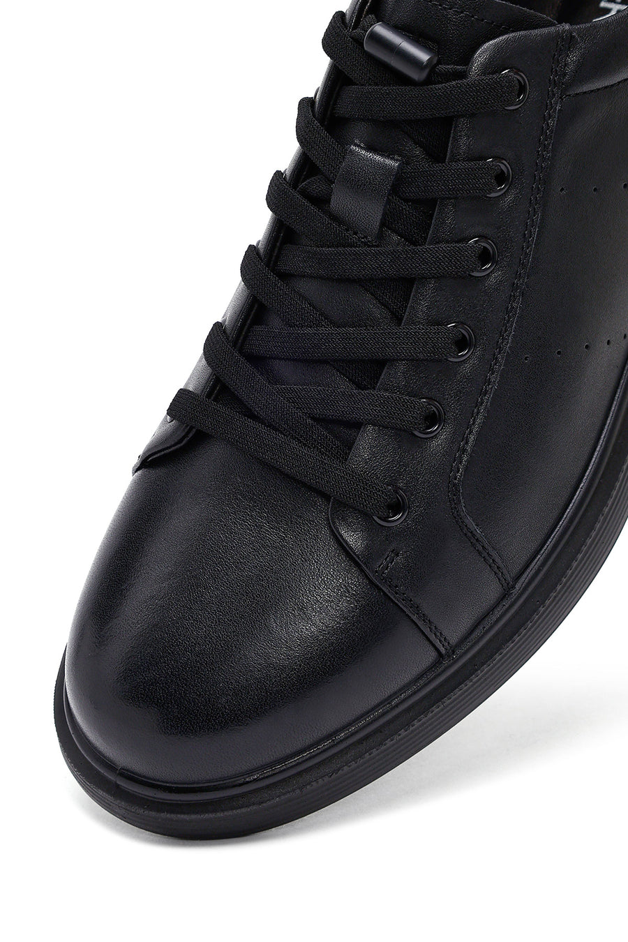 Male Black Lace-Up Leather Sneaker