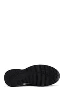 Women's Black Lace-Up Zipper Detailed Wedge Heel Leather Sneakers | Derimod