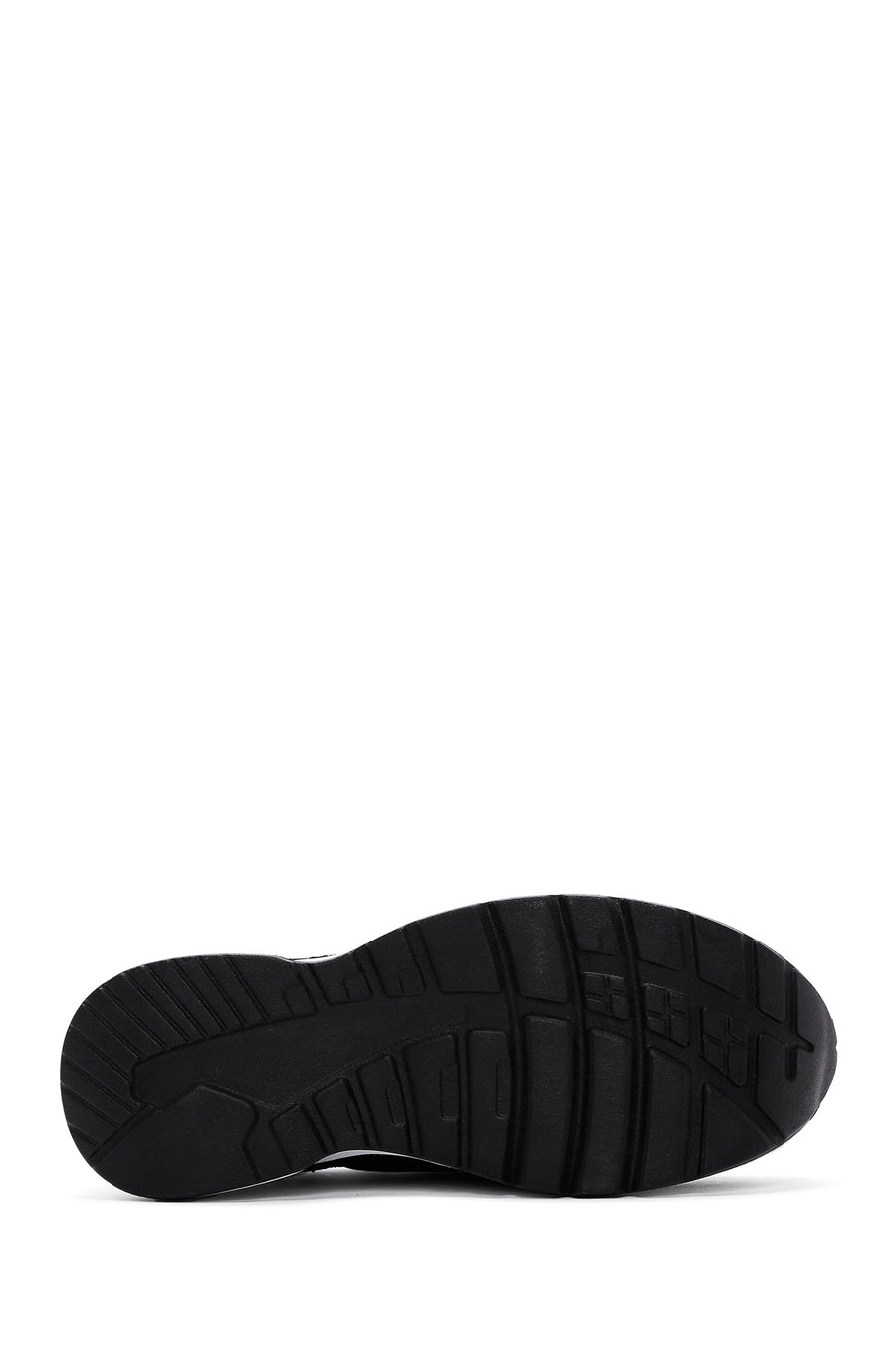 Women's Black Lace-Up Zipper Detailed Wedge Heel Leather Sneakers
