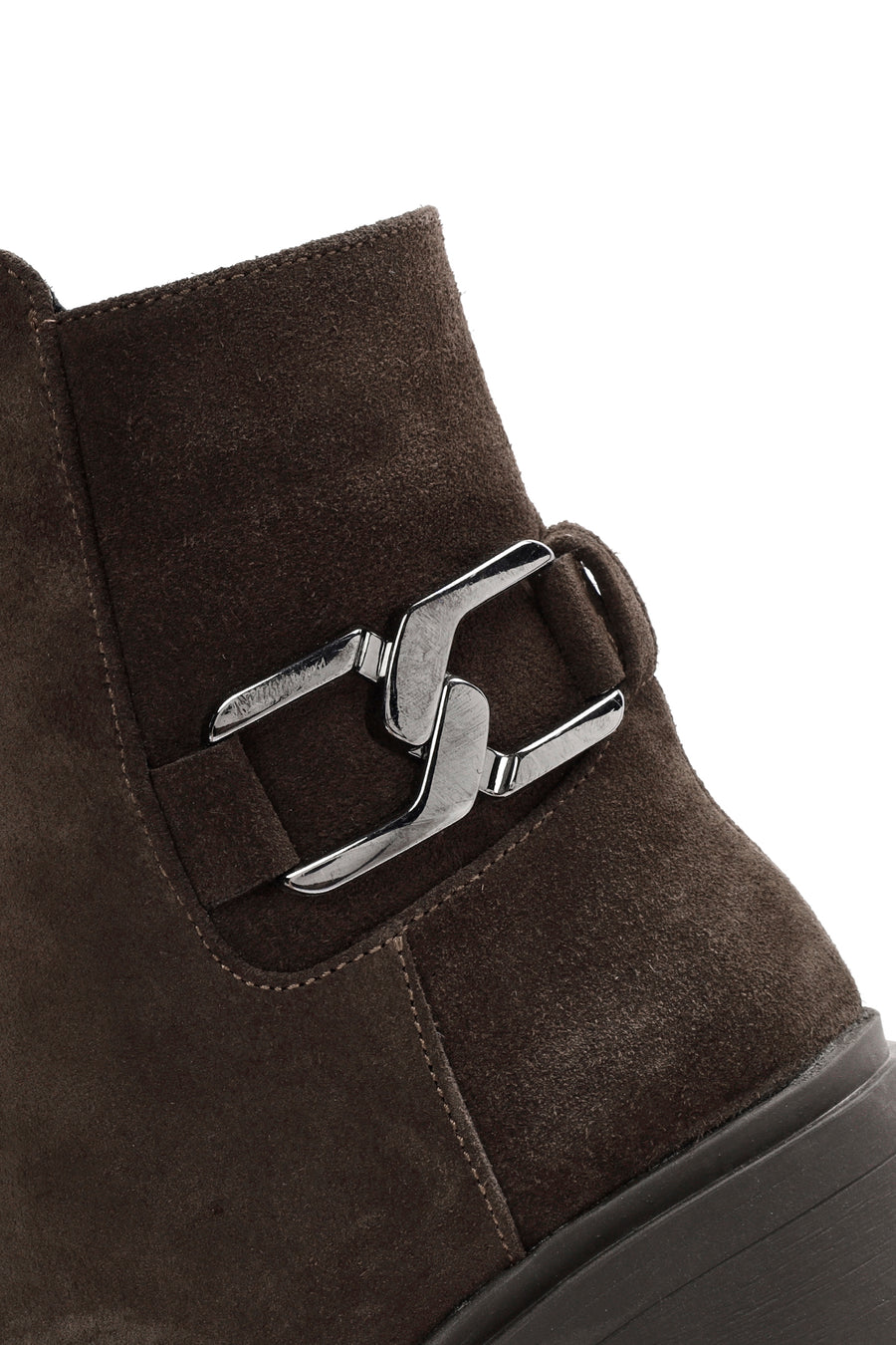 Women's Brown Heeled Zippered Suede Leather Boots