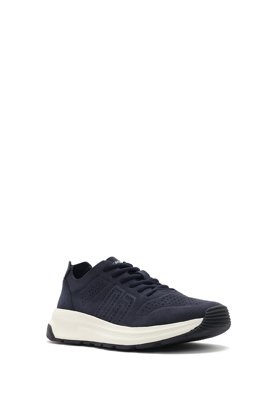 Men's Navy Blue Lace-Up Nubuck Leather Sneaker