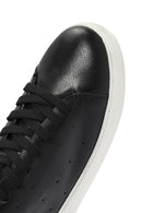 Erkek Siyah Bağcıklı Kalın Tabanlı Deri Sneaker | Derimod