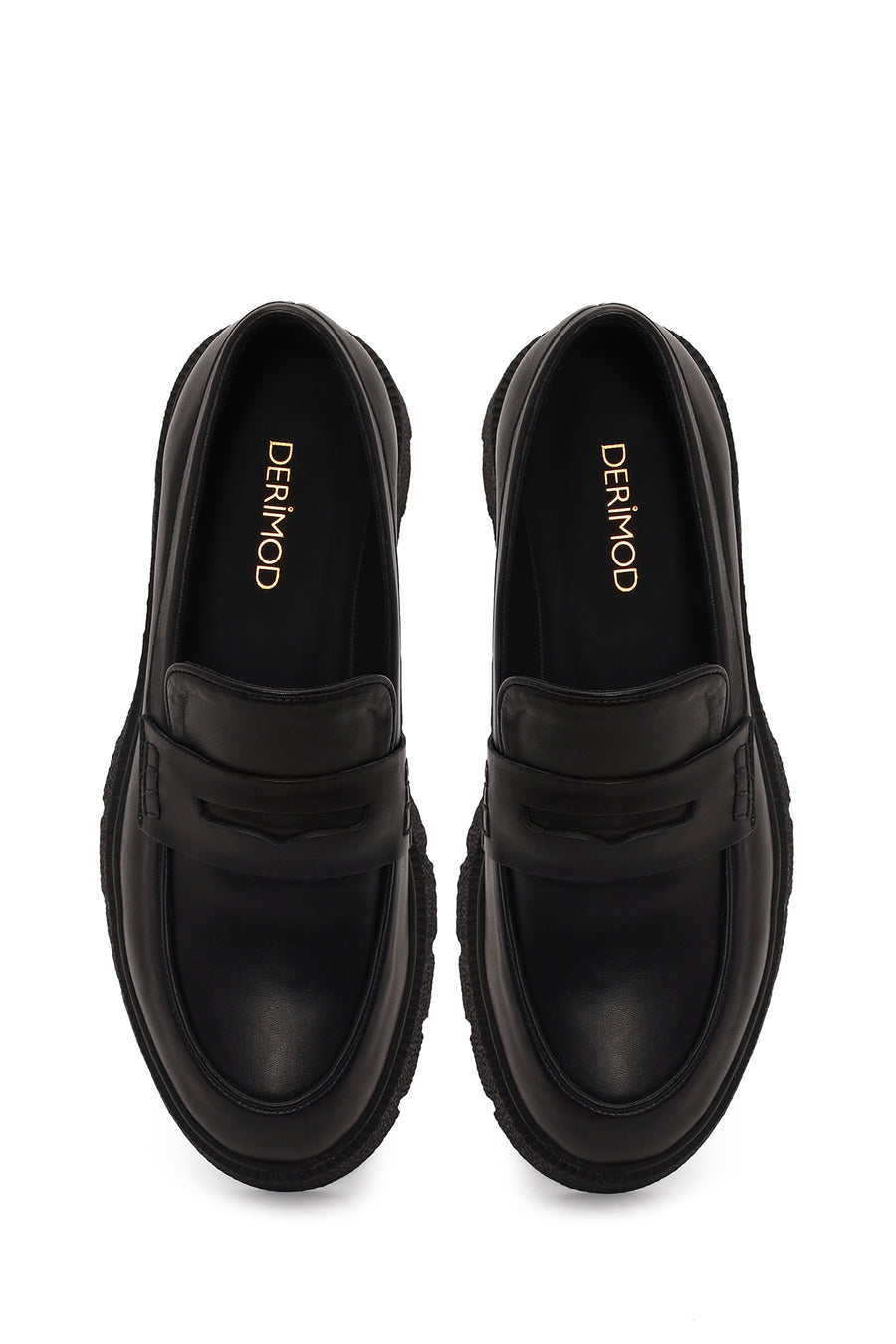 Woman Black Thick-Soled Leather Masculine Loafer