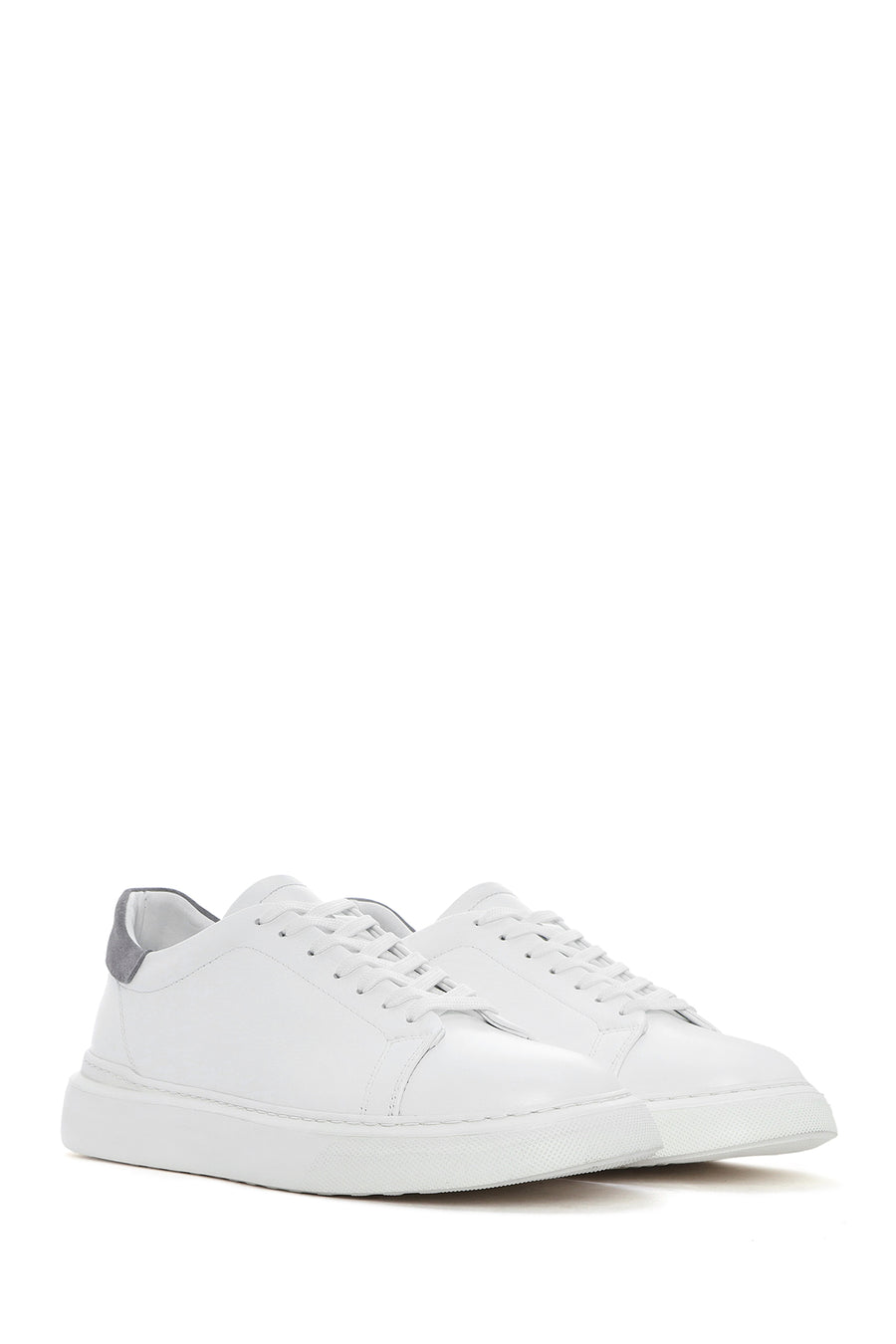Men's White Lace-up Leather Sneaker