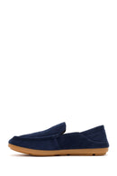 Male Navy Suede Leather Loafer | Derimod