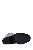 Woman Black Zip Closure Chunky Heeled Leather Boots | Derimod