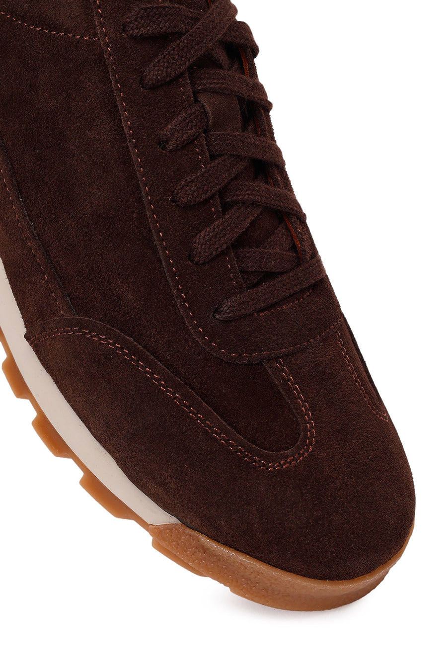 Erkek Kahverengi Bağcıklı Süet Deri Sneaker