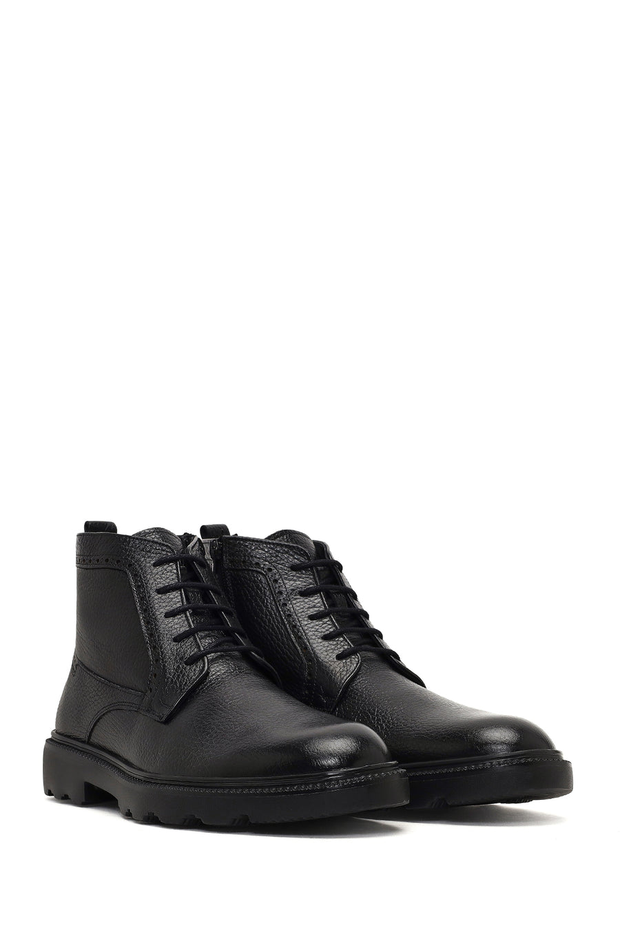 Men's Black Zippered Leather Casual Boot