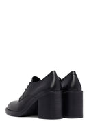 Woman Black Lace-Up Chunky Heeled Leather Masculine Shoes | Derimod