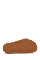 Women's Gold Buckled Metallic Leather Slippers | Derimod