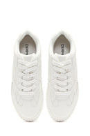 Woman White Thick-Soled Lace-Up Sneakers | Derimod