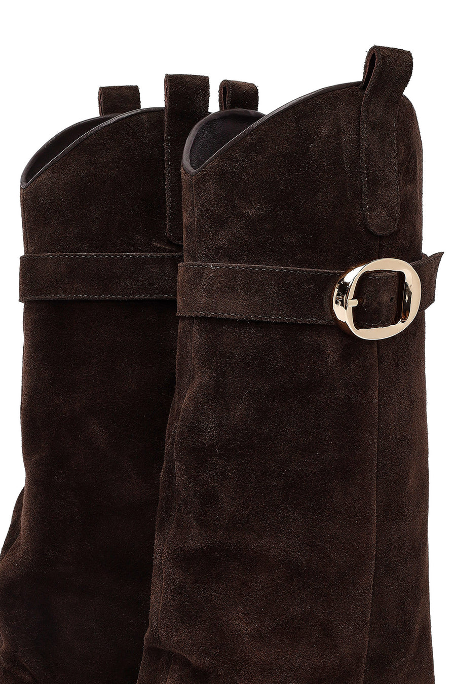 Woman Brown Chunky Heeled Suede Boots