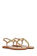 Women's Brown Ankle Buckle Flip-Flop Leather Sandals | Derimod