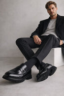 Male Black Leather Classic Loafer | Derimod
