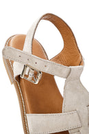 Women's Mink Suede Leather Sandals with Buckle Ankle | Derimod